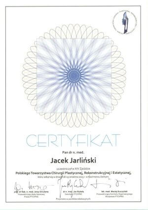 Jacek Jarliński Certyfikat